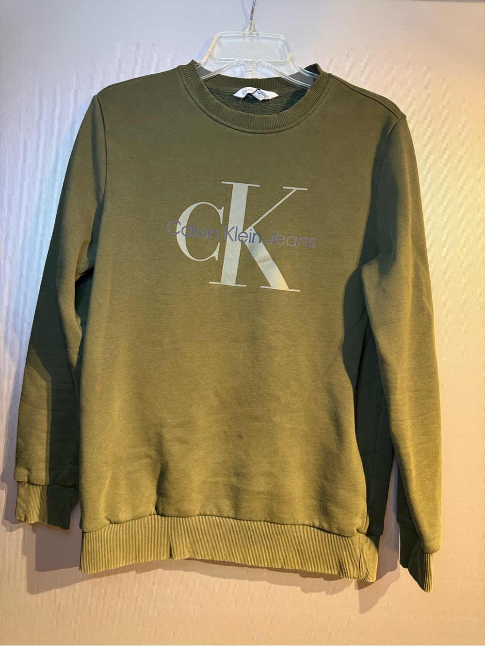 Calvin Klein Jeans Olive Green CK Logo Crewneck Sweatshirt